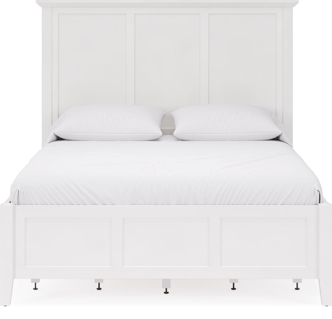 Grace Four Drawer Platform Storage Bed in Snowfall White — white background, front view