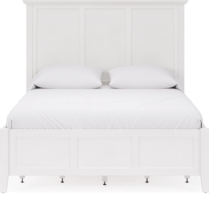 Grace Four Drawer Platform Storage Bed in Snowfall White — white background, front view