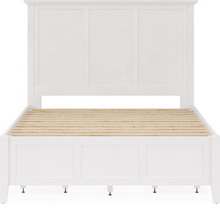 Grace Four Drawer Platform Storage Bed in Snowfall White — front view without mattress