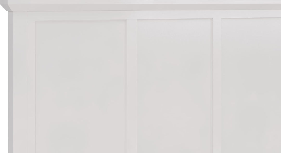 Grace Four Drawer Platform Storage Bed in Snowfall White — close-up of the headboard panels