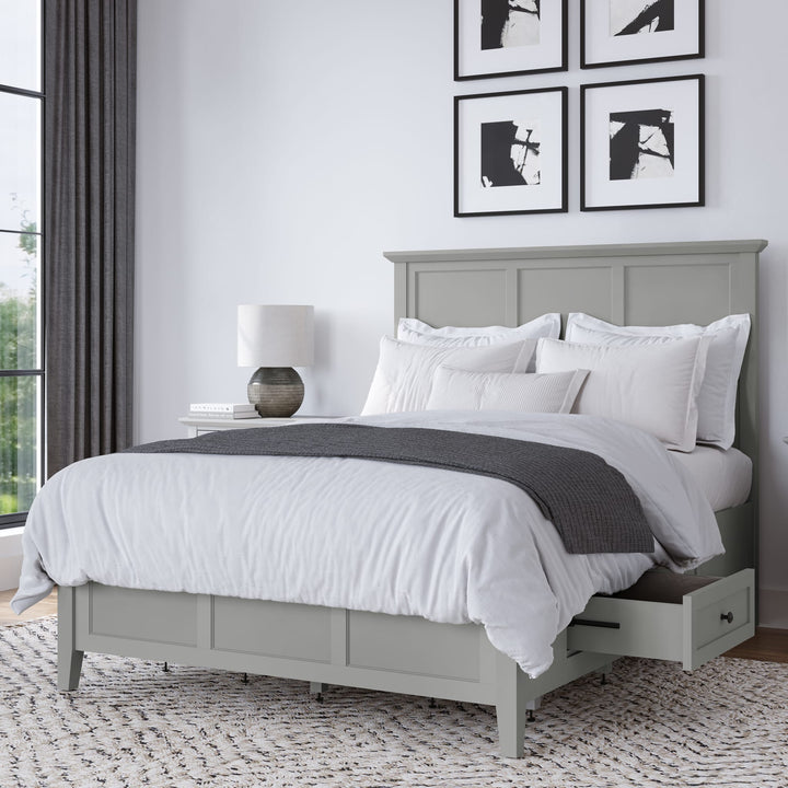 Grace Four Drawer Platform Storage Bed in Elephant Grey styled in a bedroom