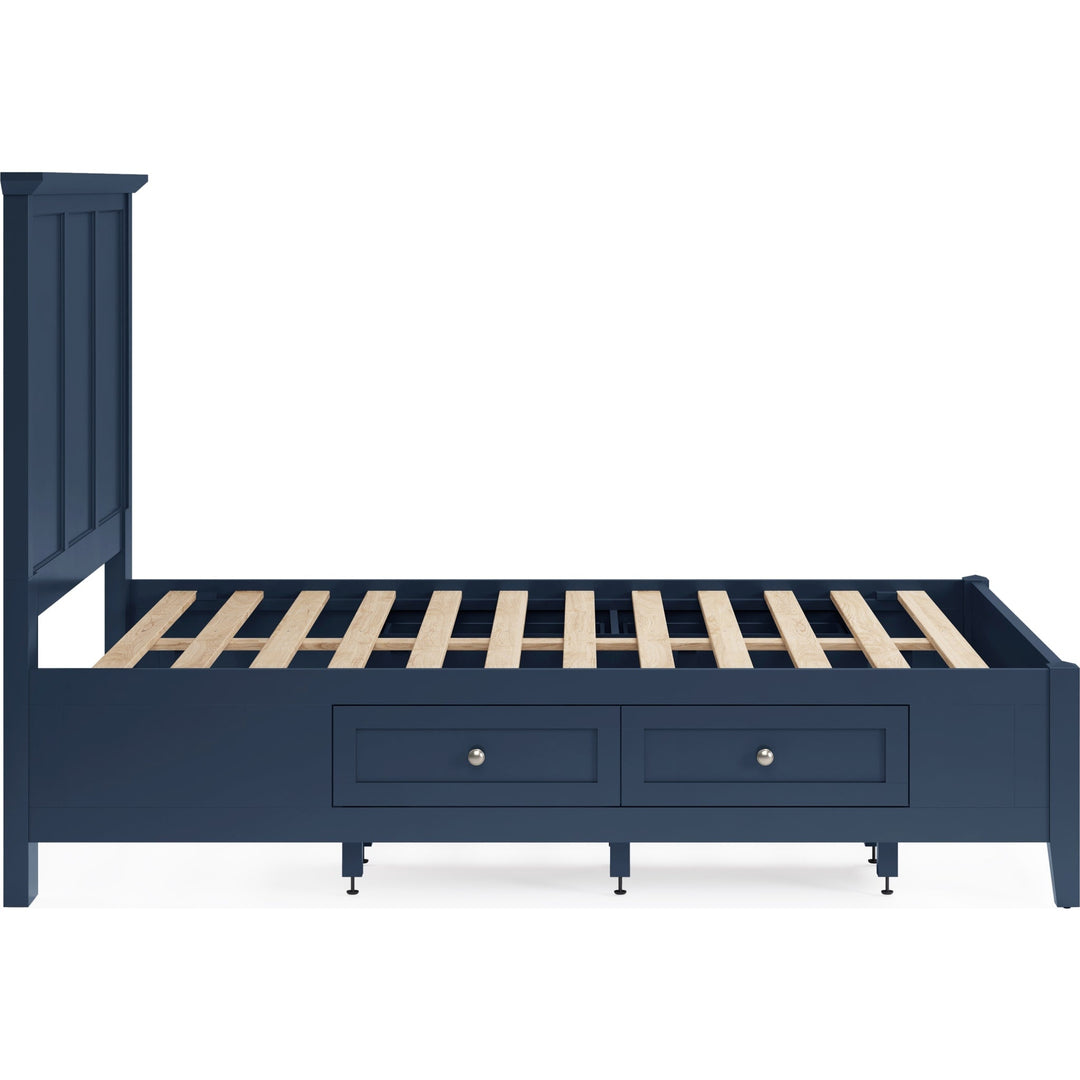 Grace Four Drawer Platform Storage Bed in Blueberry — side view without mattress