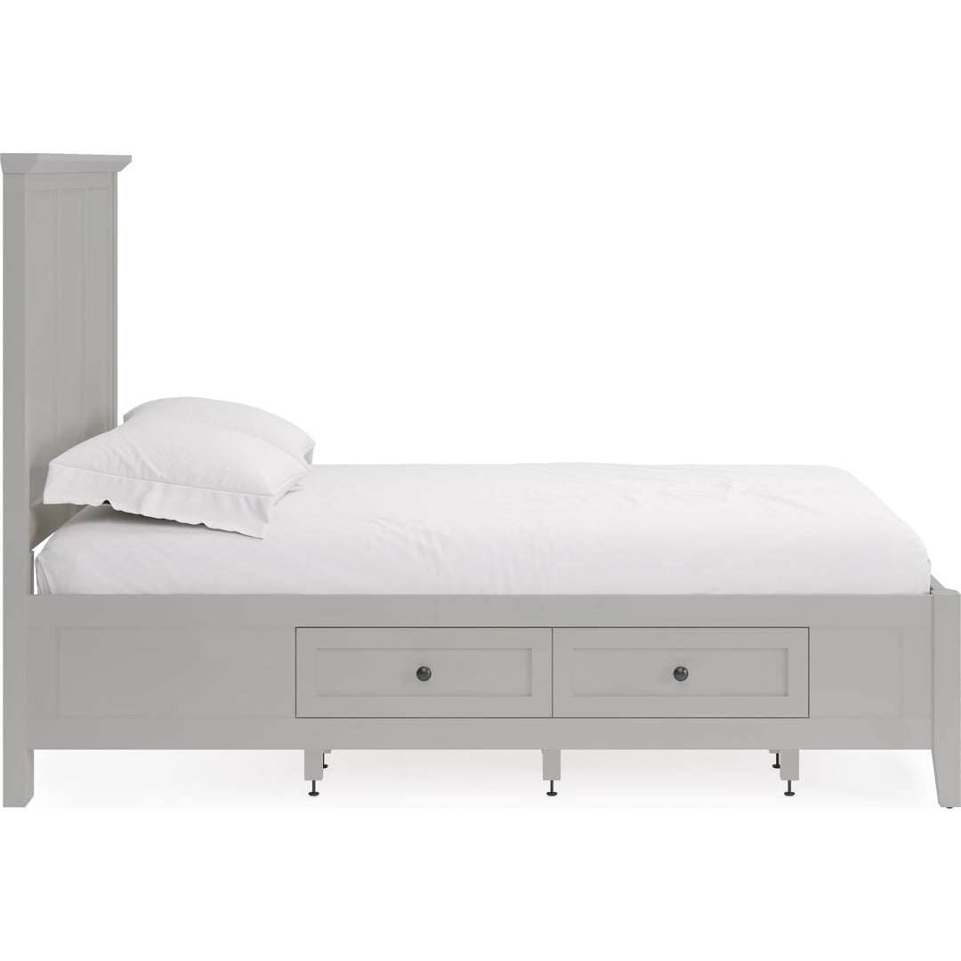 Grace Four Drawer Platform Storage Bed in Elephant Grey — white background, side profile