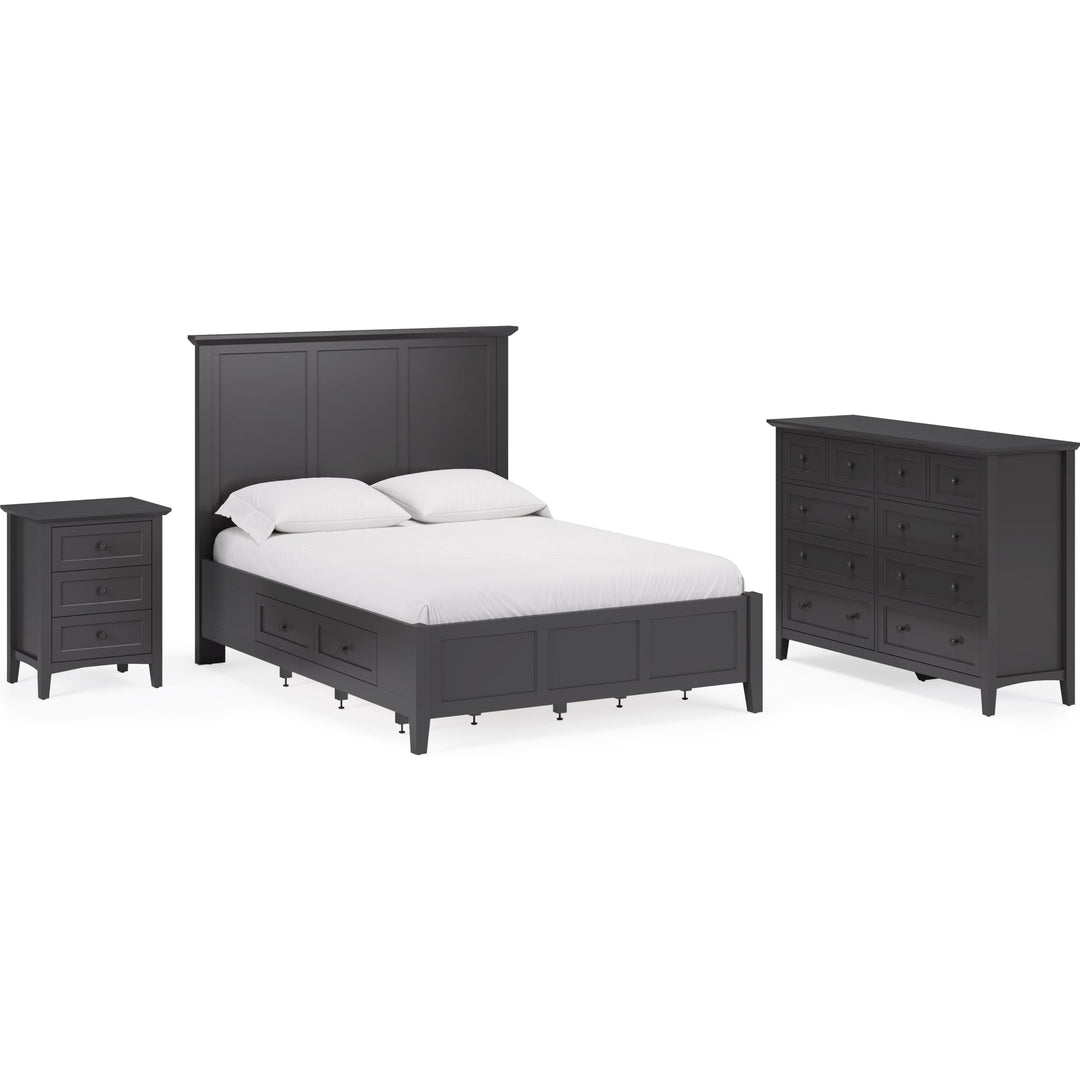Grace Four Drawer Platform Storage Bed in Raven Black — shown with the Grace bedroom group — white background