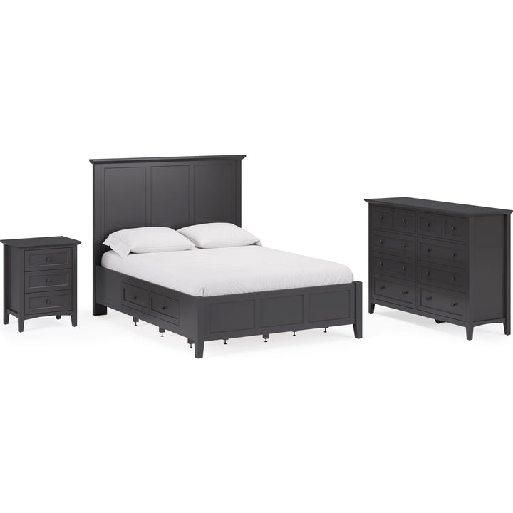 Grace Four Drawer Platform Storage Bed in Raven Black — shown with the Grace bedroom group — white background