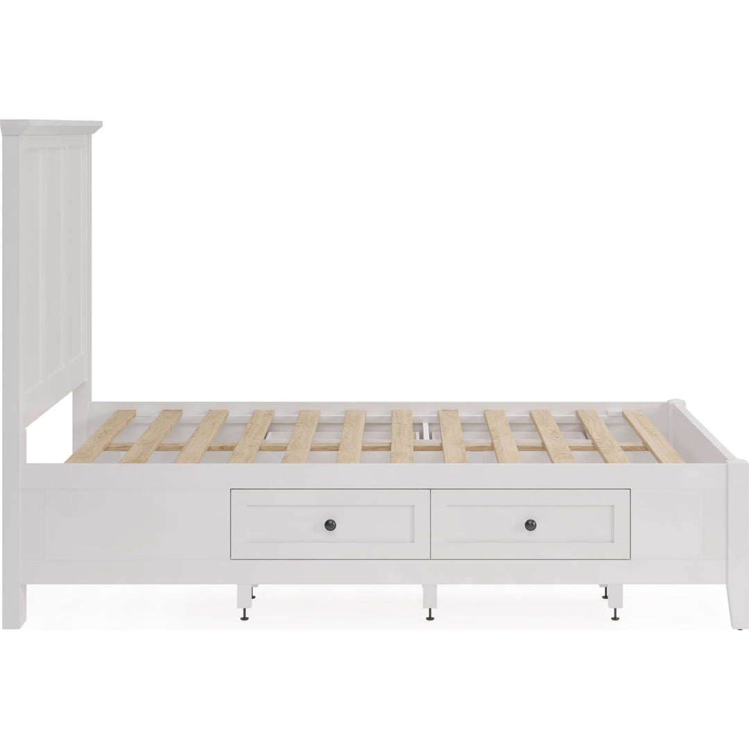 Grace Four Drawer Platform Storage Bed in Snowfall White — side view without mattress