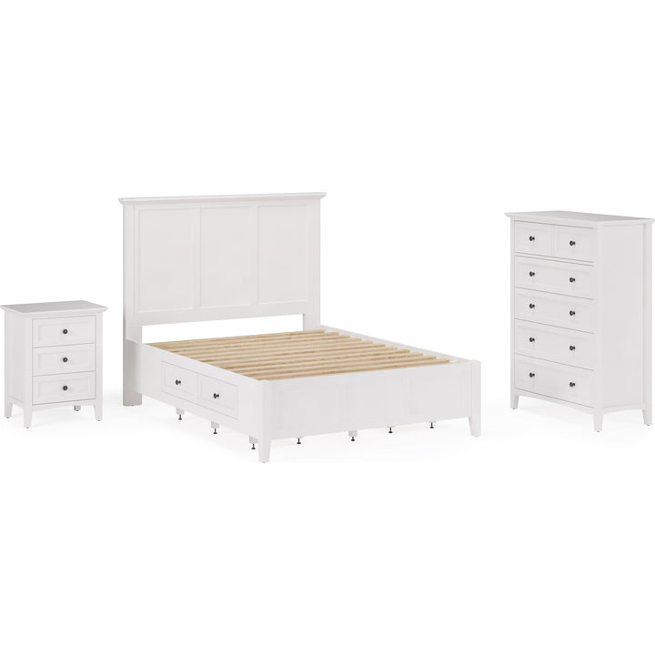 Grace Four Drawer Platform Storage Bed in Snowfall White — shown with the Grace bedroom group — white background