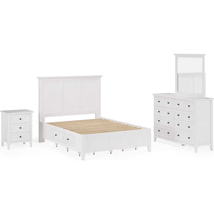 Grace Four Drawer Platform Storage Bed in Snowfall White — shown with the Grace bedroom group — white background