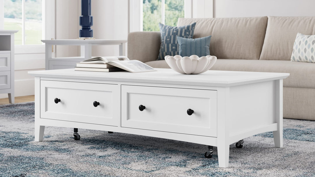 Grace Rectangle Coffee Table in Snowfall — lifestyle photo