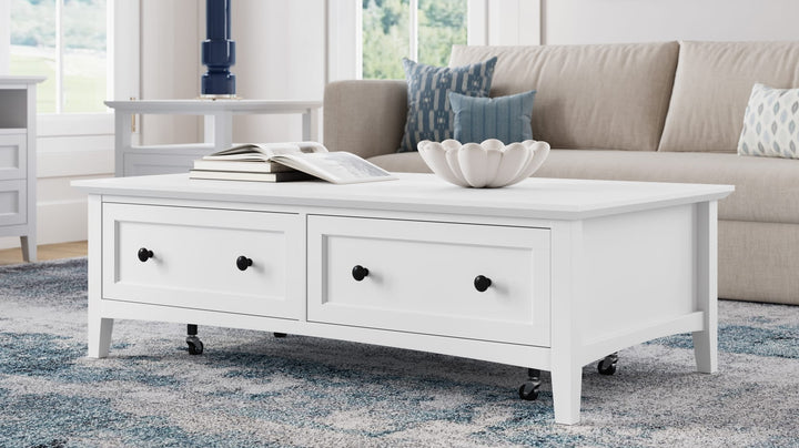 Grace Rectangle Coffee Table in Snowfall — lifestyle photo