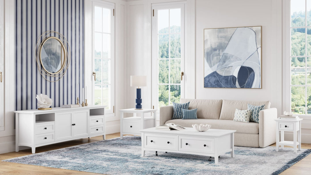 Grace Rectangle Coffee Table in Snowfall — lifestyle photo