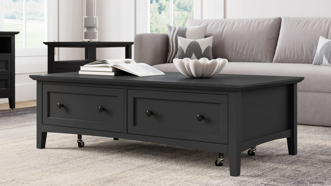 Grace Rectangle Coffee Table in Raven — lifestyle photo
