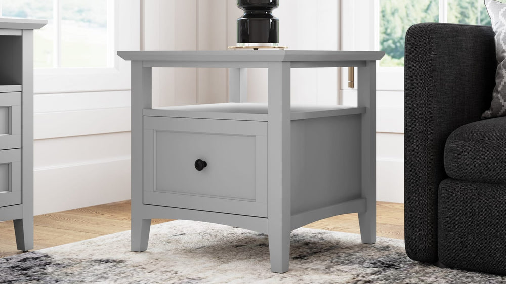 Grace Square End Table in Elephant Grey — lifestyle photo