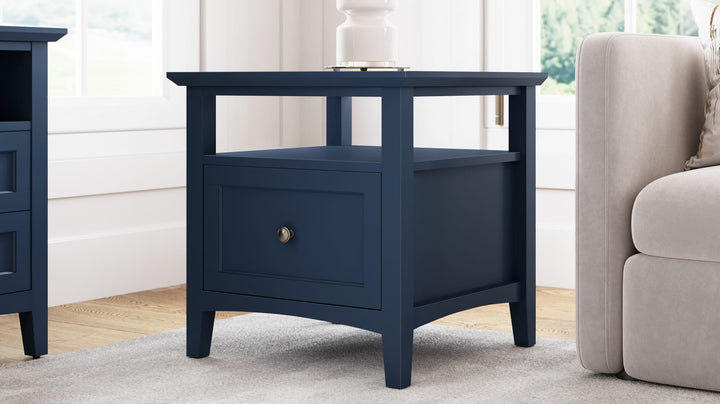 Grace Square End Table in Blueberry — lifestyle photo