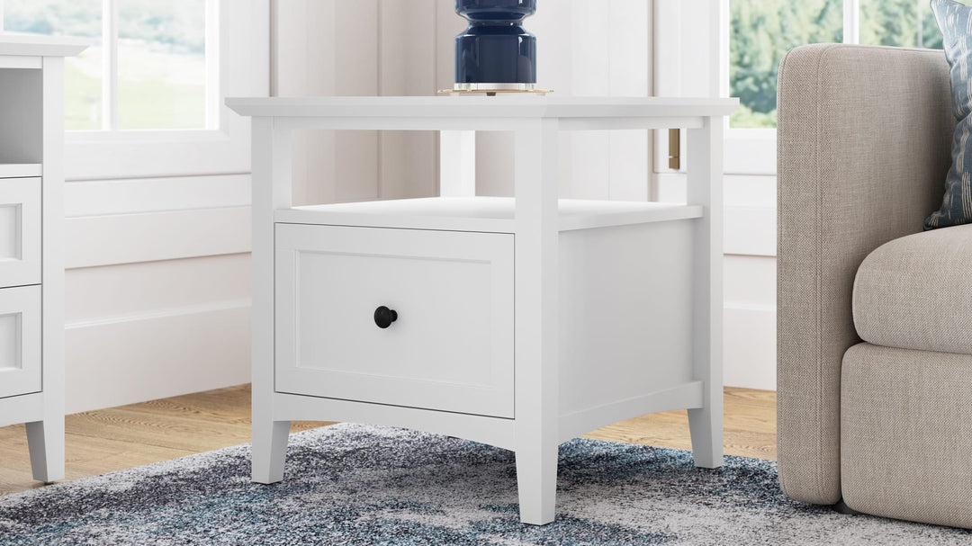 Grace Square End Table in Snowfall — lifestyle photo