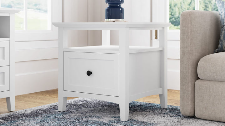 Grace Square End Table in Snowfall — lifestyle photo