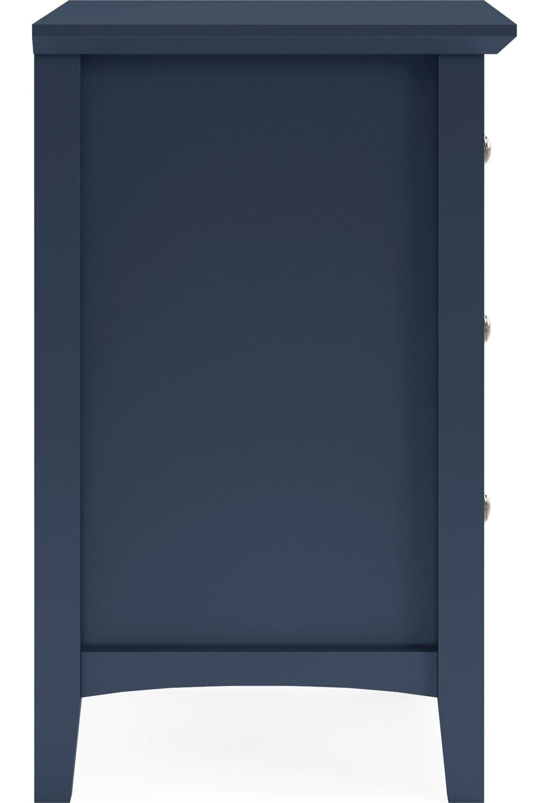 Grace Three Drawer Nightstand in Blueberry — side view