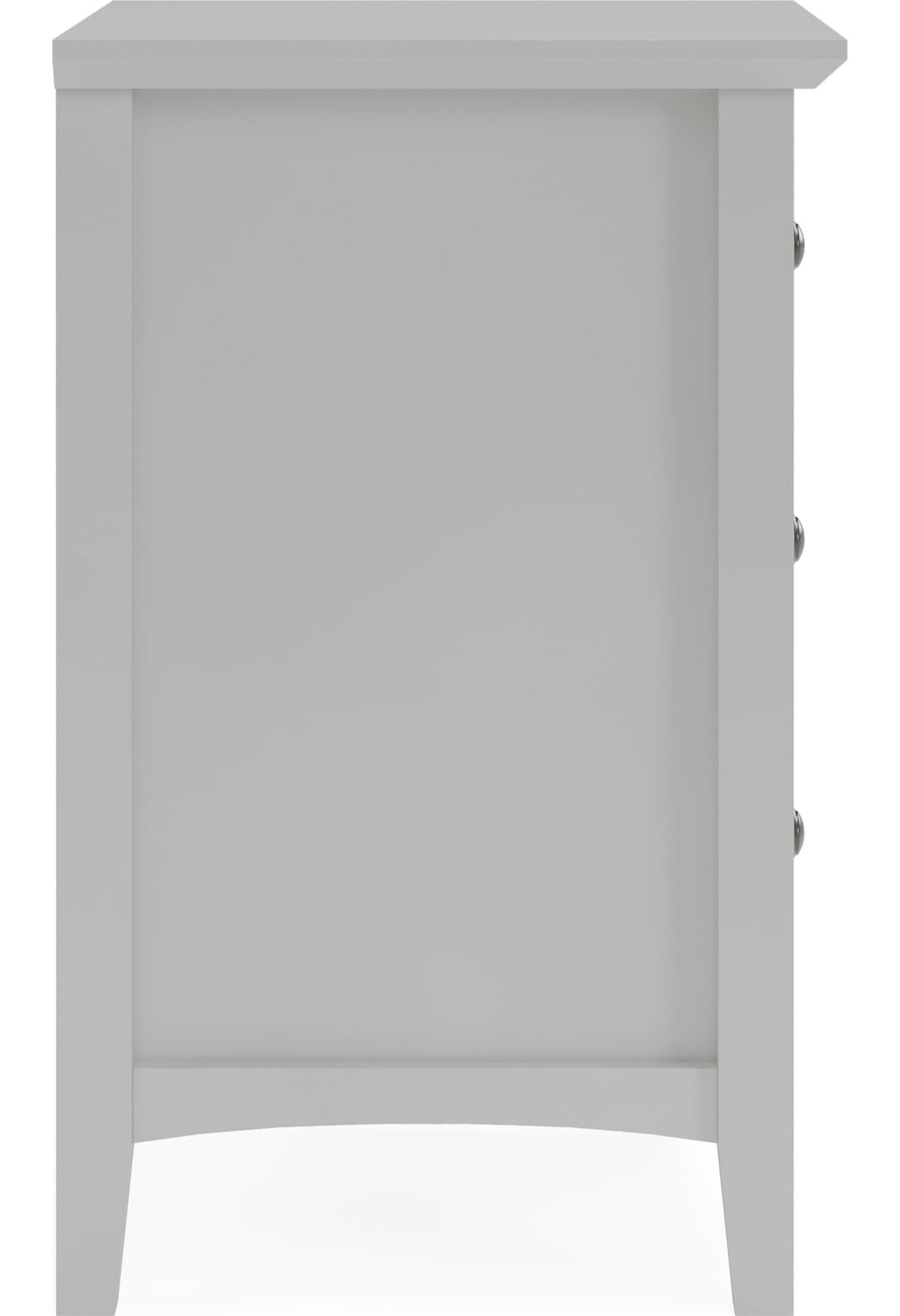 Grace Three Drawer Nightstand in Elephant Grey — side view
