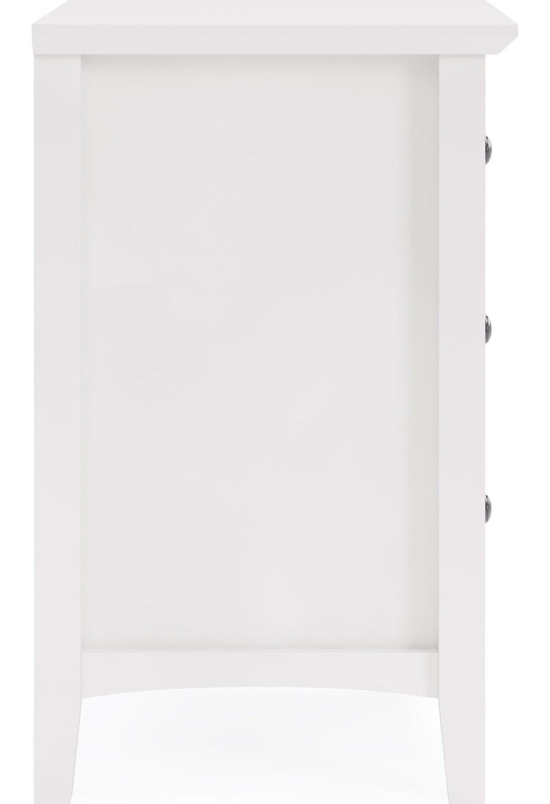 Grace Three Drawer Nightstand in Snowfall White — side view