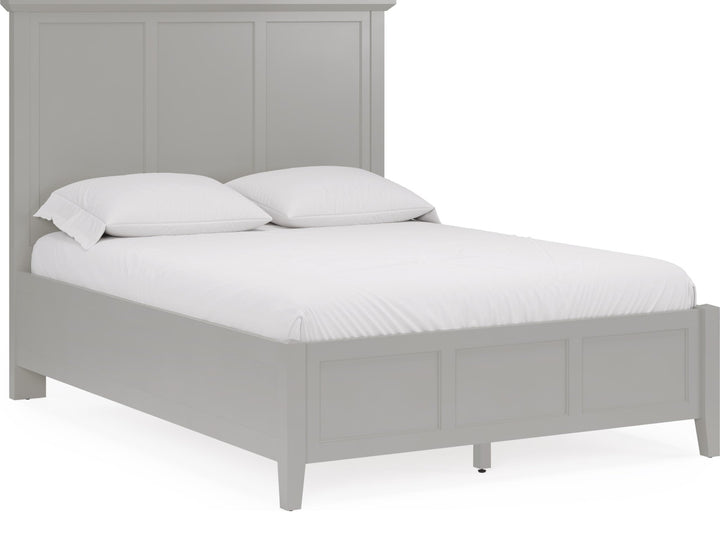 Grace Three Panel Bed in Elephant Grey — white background, angled view