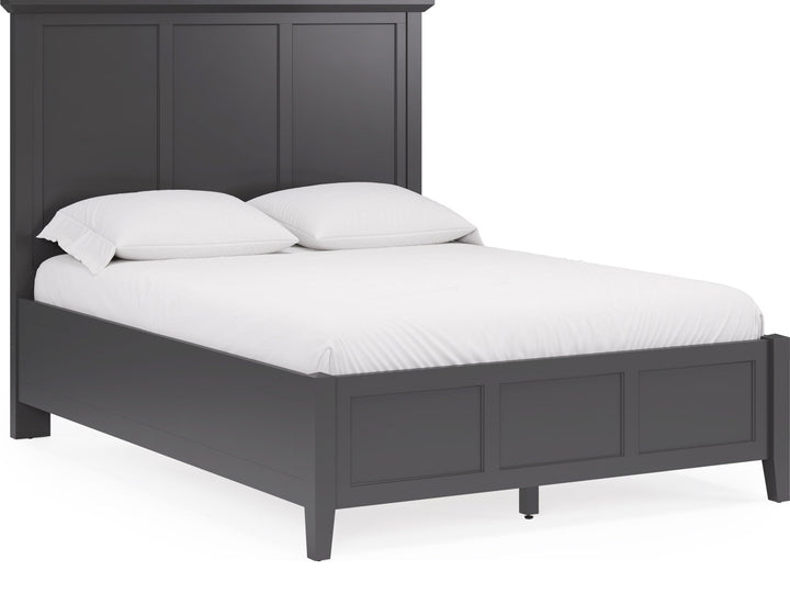 Grace Three Panel Bed in Raven Black — white background, angled view