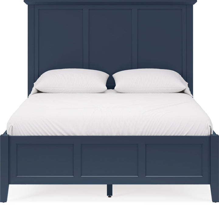 Grace Three Panel Bed in Blueberry — white background, front view