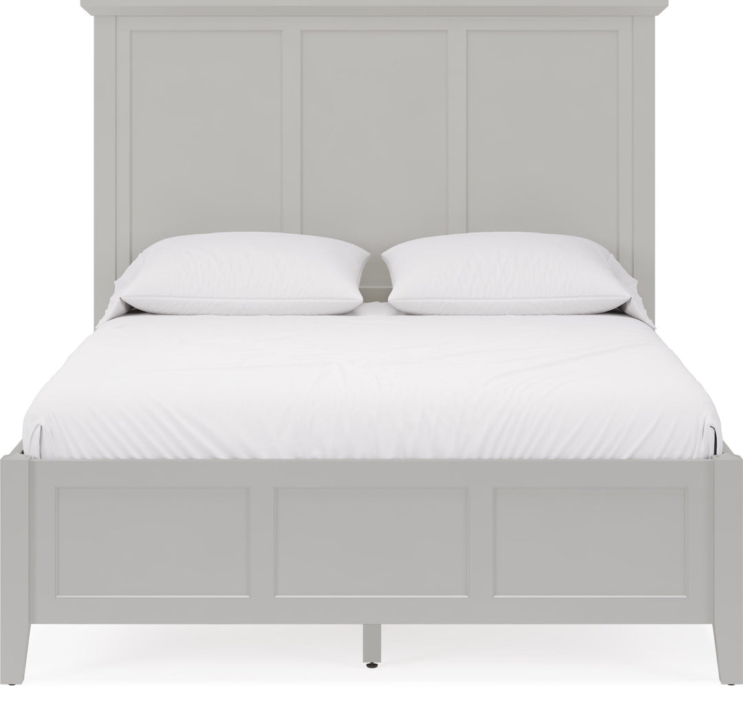 Grace Three Panel Bed in Elephant Grey — white background, front view