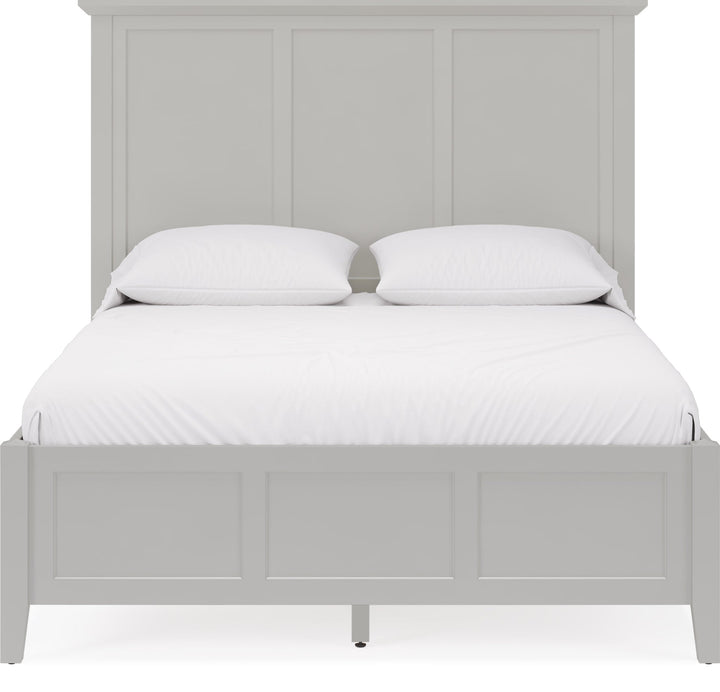 Grace Three Panel Bed in Elephant Grey — white background, front view