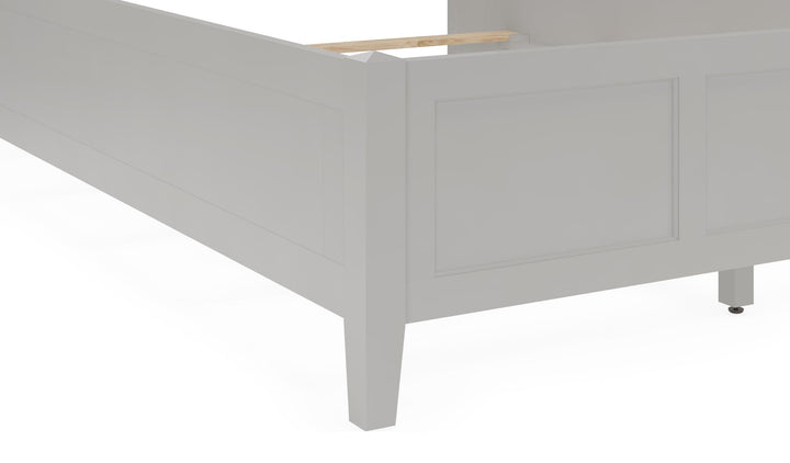 Grace Three Panel Bed in Elephant Grey — close-up of the footboard and leg