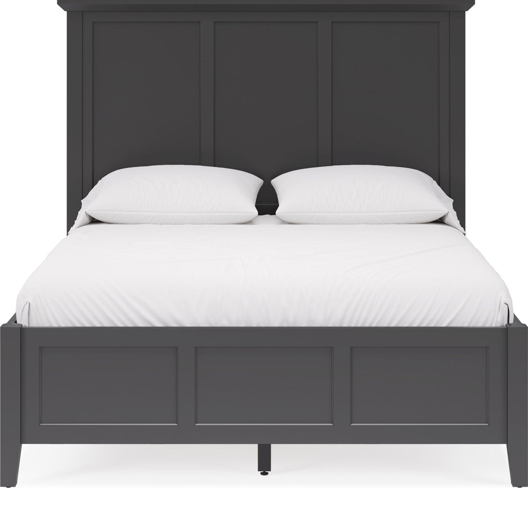 Grace Three Panel Bed in Raven Black — white background, front view