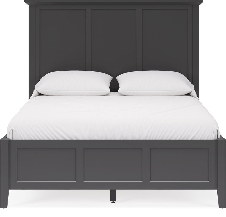 Grace Three Panel Bed in Raven Black — white background, front view