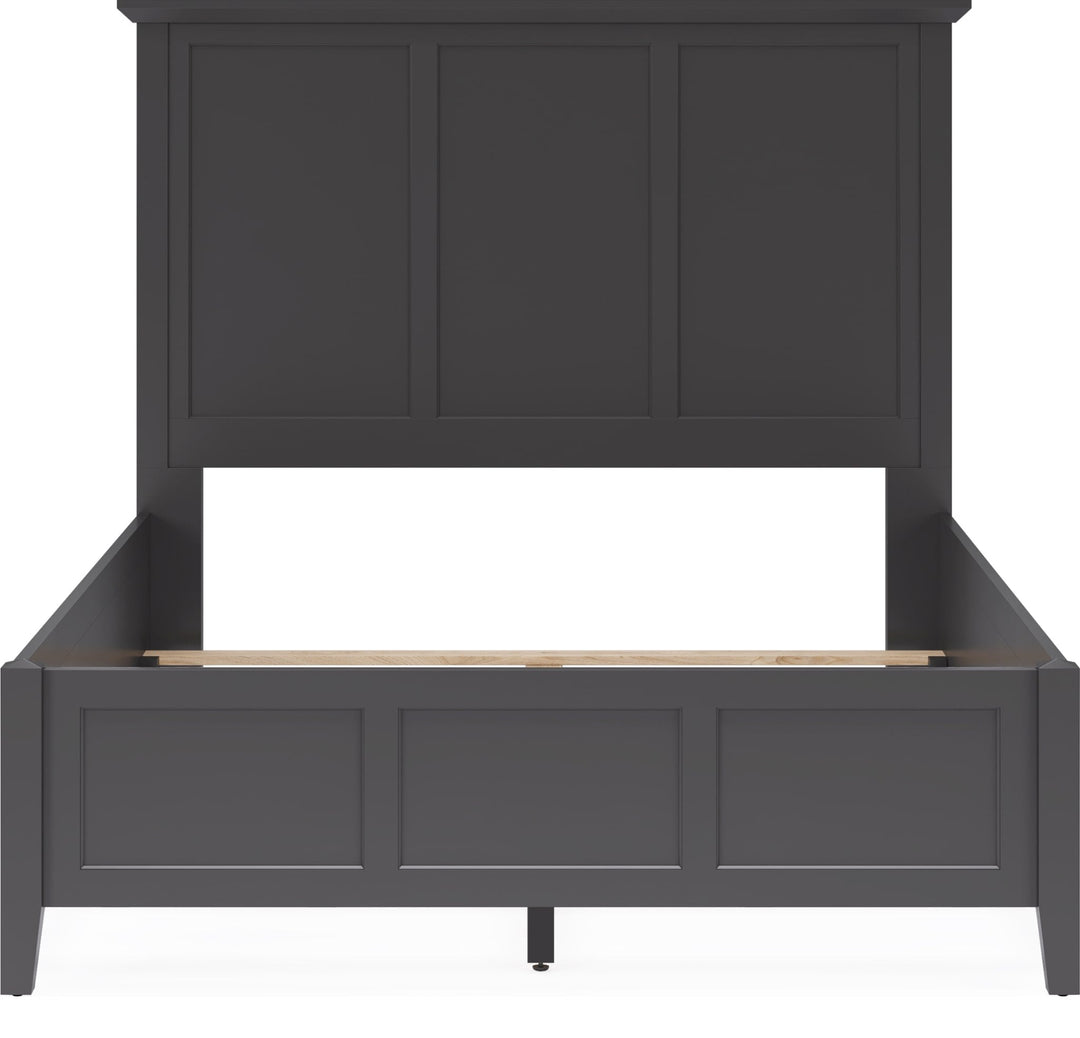 Grace Three Panel Bed in Raven Black — front view without mattress