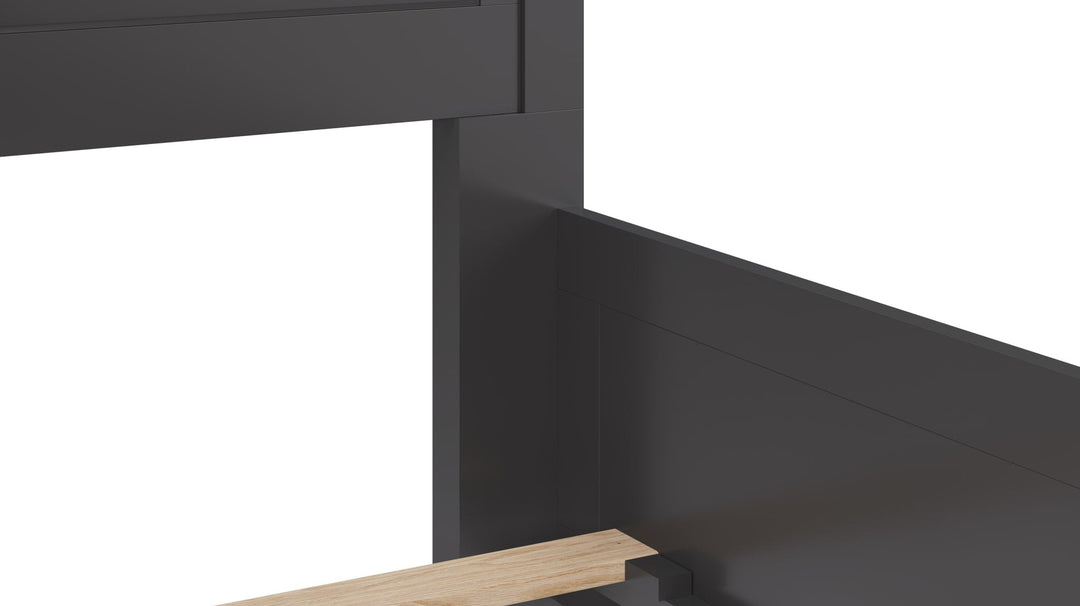 Grace Three Panel Bed in Raven Black — close-up of the side rail