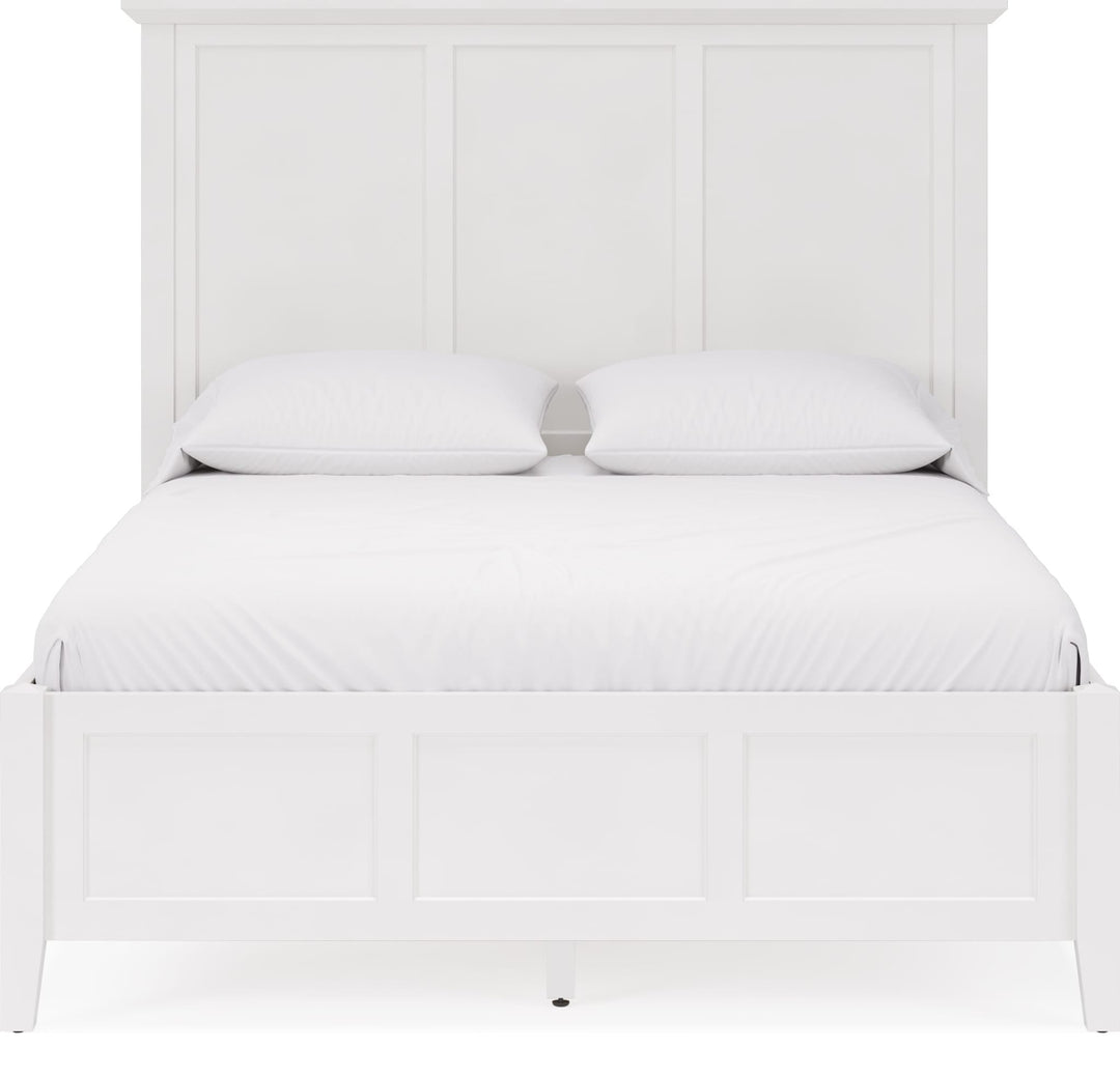 Grace Three Panel Bed in Snowfall White — white background, front view