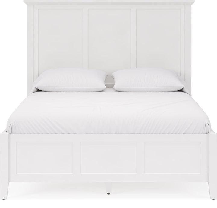 Grace Three Panel Bed in Snowfall White — white background, front view