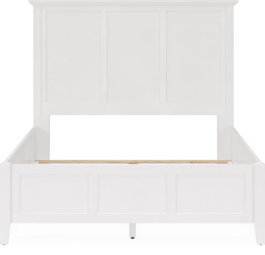 Grace Three Panel Bed in Snowfall White — front view without mattress