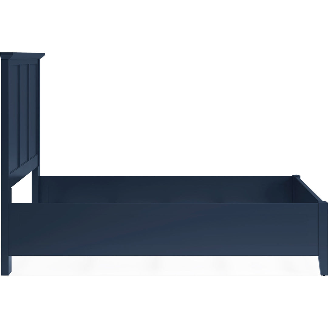 Grace Three Panel Bed in Blueberry — side view without mattress