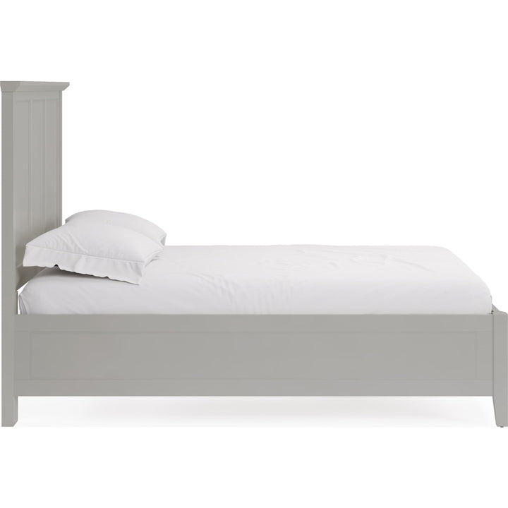 Grace Three Panel Bed in Elephant Grey — white background, side profile
