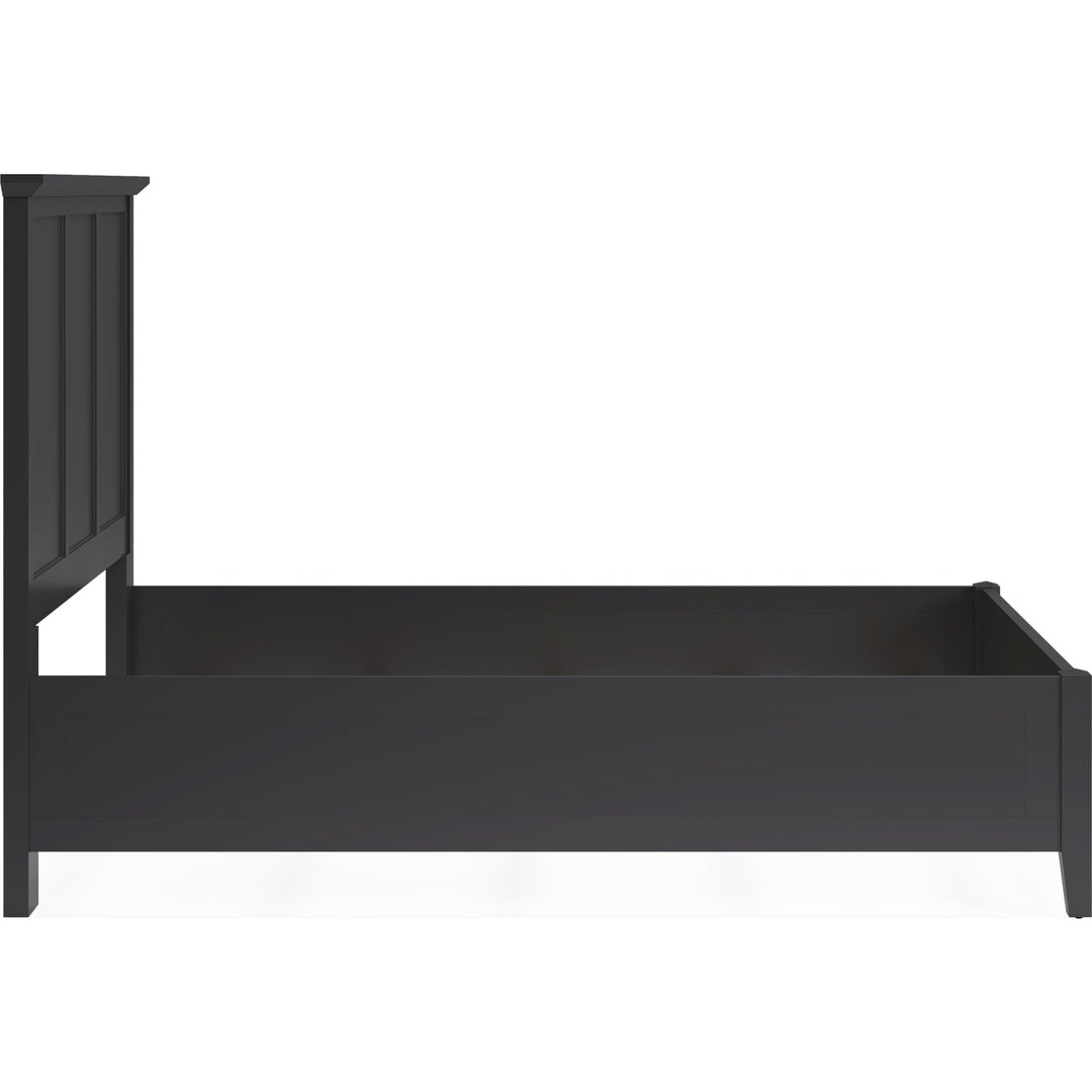 Grace Three Panel Bed in Raven Black — side view without mattress
