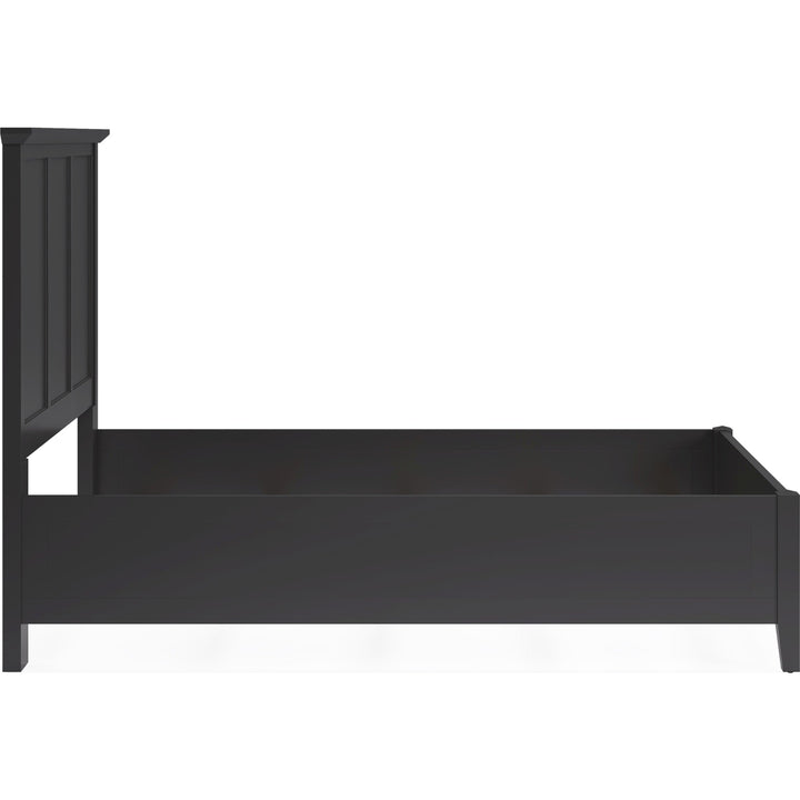 Grace Three Panel Bed in Raven Black — side view without mattress