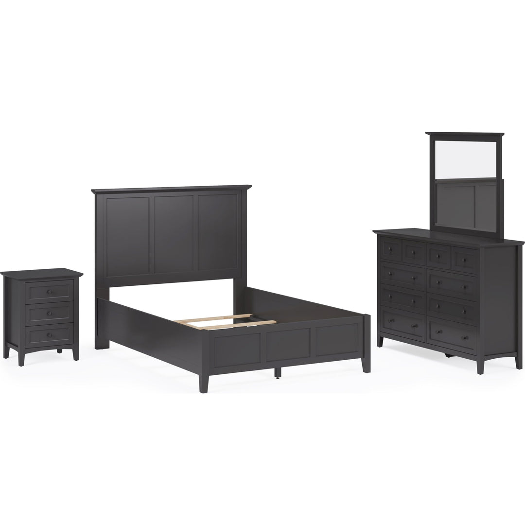 Grace Three Panel Bed in Raven Black — shown with the Grace bedroom group — white background