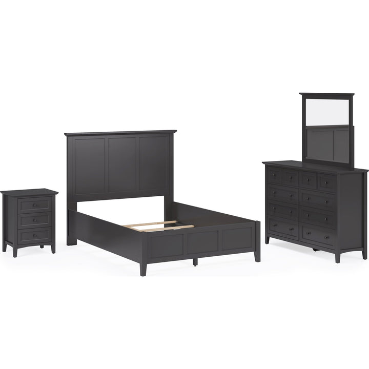 Grace Three Panel Bed in Raven Black — shown with the Grace bedroom group — white background