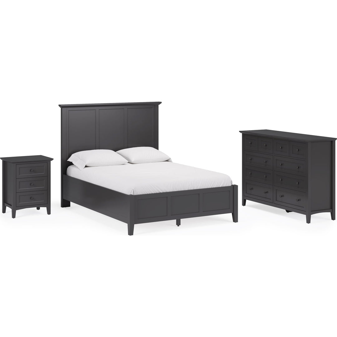 Grace Three Panel Bed in Raven Black — shown with the Grace bedroom group — white background
