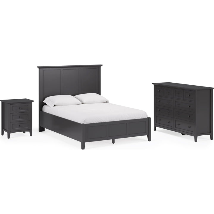 Grace Three Panel Bed in Raven Black — shown with the Grace bedroom group — white background