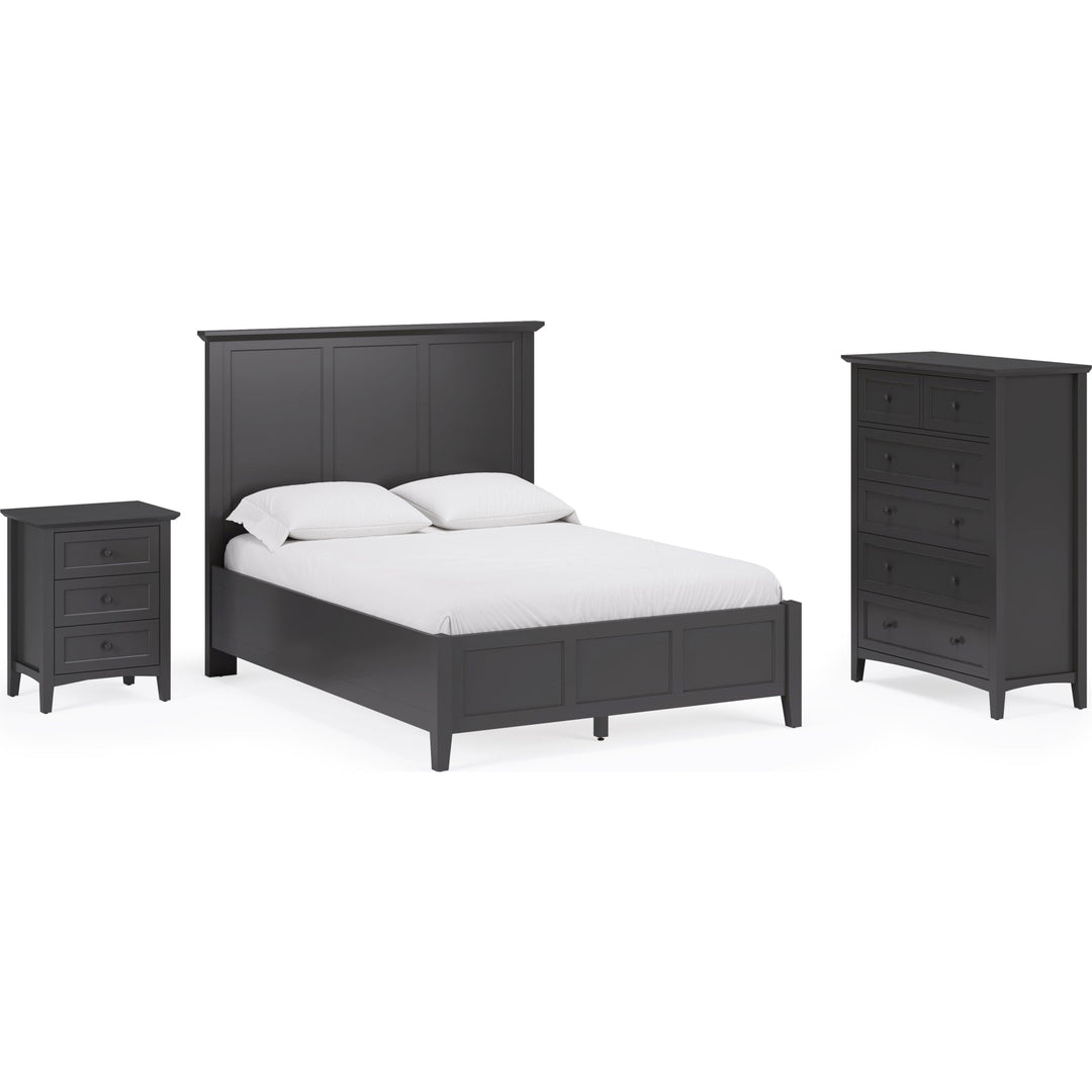Grace Three Panel Bed in Raven Black — shown with the Grace bedroom group — white background