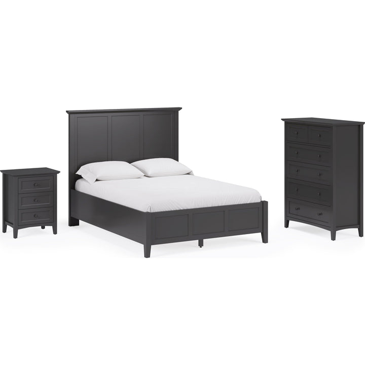 Grace Three Panel Bed in Raven Black — shown with the Grace bedroom group — white background
