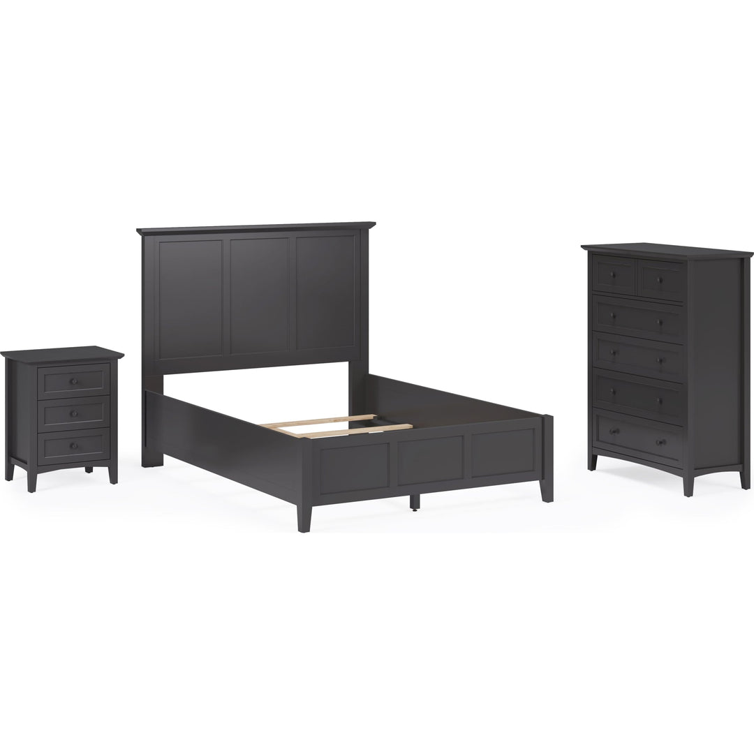 Grace Three Panel Bed in Raven Black — shown with the Grace bedroom group — white background