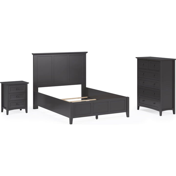 Grace Three Panel Bed in Raven Black — shown with the Grace bedroom group — white background