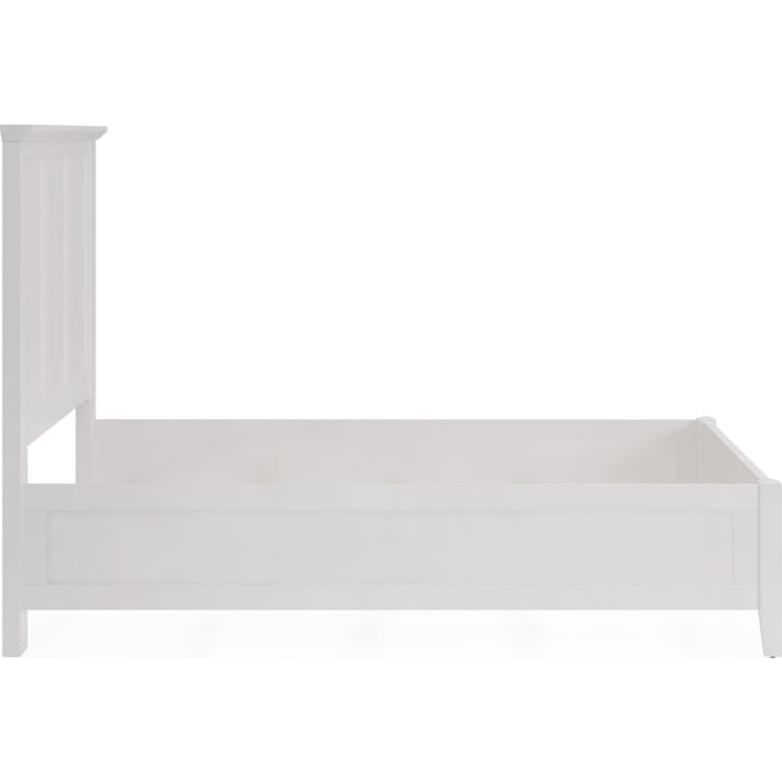 Grace Three Panel Bed in Snowfall White — side view without mattress