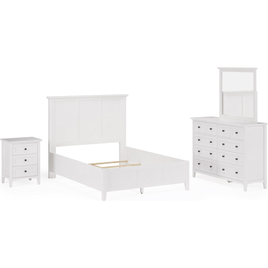 Grace Three Panel Bed in Snowfall White — shown with the Grace bedroom group — white background
